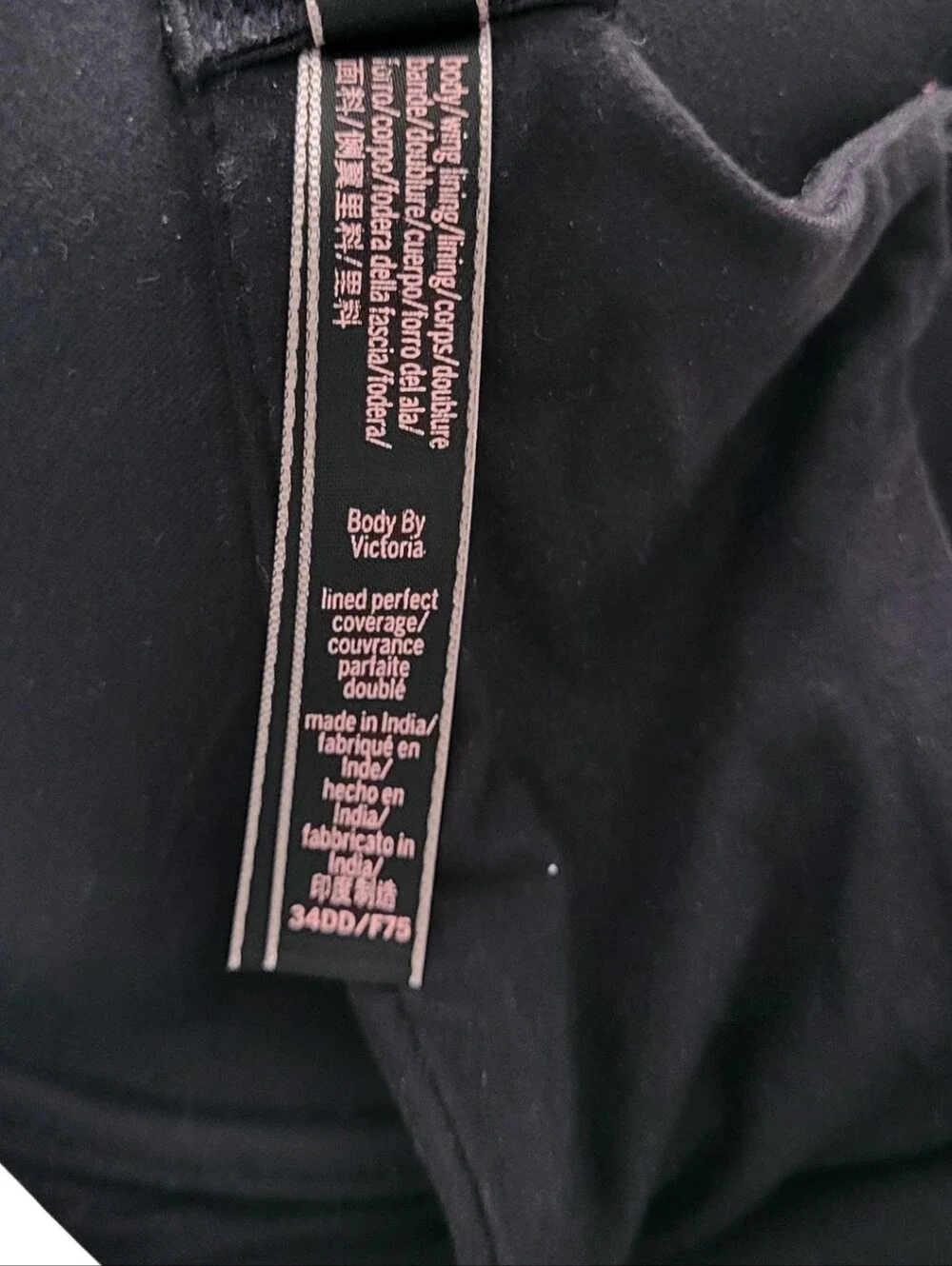 VICTORIA'S SECRET "Body By Victoria" 34DD Black Lined Perfect Coverage Bra - Picture 8 of 9